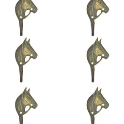 IndianShelf Bronze and Yellow 6 Pieces Brass Horse Wall Hooks-image-77