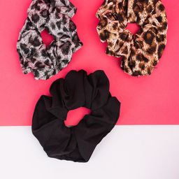 Jewelz Women Black & Brown Set of 3 Ponytail Holders-12