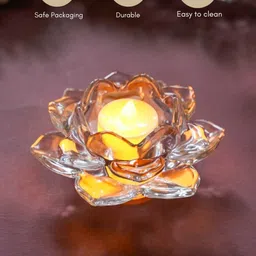 Nestasia Set Of 6 Glass Transparent Lotus Tealight Holders image 4