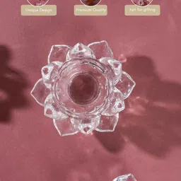 Nestasia Set Of 6 Glass Transparent Lotus Tealight Holders image 3