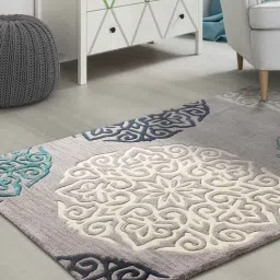 Buy Grey Wool And Art Silk Floral 5 x 7 Feet Hand Tufted Carpet by Joyrugs by littlelooms-picture-14