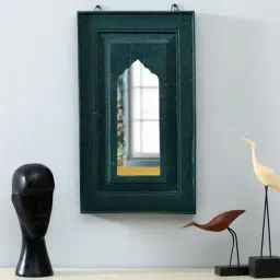 wooden home Mango Wood Jharokha Wall Mirror in Natural Distress Finish-picture-31