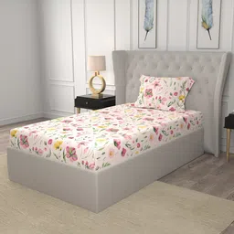 URBAN SPACE Meadows Rose Pink 200 TC Floral Single Bedsheet-image-53