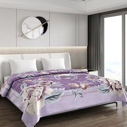 Monte Carlo Purple & Brown Floral Heavy Winter 600 GSM Double Bed Blanket-image-55