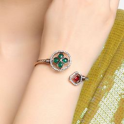 Zaveri Pearls Women Copper-Plated Stone-Studded Kada Bracelet-picture-8