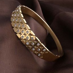 PALMONAS Gold-Plated CZ Studded Shimmering Star Bangle-Style Bracelet-image-37