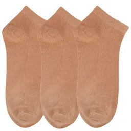 N2S NEXT2SKIN Women Pack Of 3 Tan-Brown Solid Combed Cotton Ankle-Length Socks-18