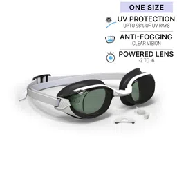Adult Kids Swimming Goggles Smoked Powered Lenses Adjustable & Comfortable Black-image-24
