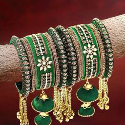 OOMPH Set Of 10 Kundan Studded Bangles-image-37