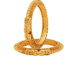 Shining Jewel - By Shivansh Set Of 2 Gold-Plated Crystal & Kundan Studded Bangles-image-7