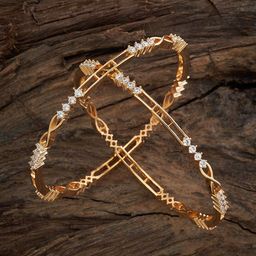 Kushal's Fashion Jewellery Set Of 2 Gold-Plated CZ-Studded Bangles-28