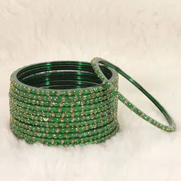 LAVAZZA Set Of 12 Crystals Cubic Zirconia Studded & Beaded Bangles-5