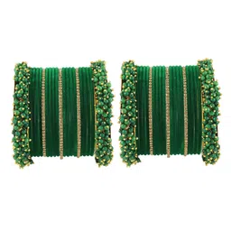 NMII Pack Of 42 Gold Plated Crystal Studded Velvet Bangles-41