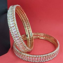 Anouk Pack of 2 Gold Plated American Diamond Studded Bangles-image-19