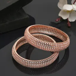 YouBella Set of 2 Rose Gold-Plated  & Stones-Studded Bangles-17