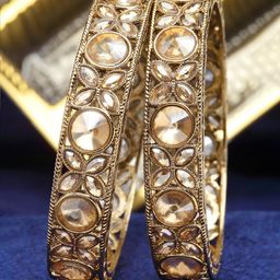 KARATCART Set Of 2 Gold-Plated Kundan-Studded Bangles-image-39