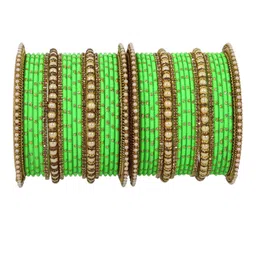 NMII Set Of 40 Zircon Studded & Beaded Metal Bangles-49
