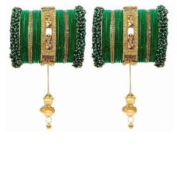 NMII Set Of 46 Radha Krishna Latkan Zircon Velvet Bangles-image-17