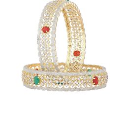 The Pari Set Of 2 Gold-Plated AD-Studded Bangles-17