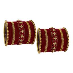 NMII Set Of 42 Cubic Zirconia & Beads-Studded Velvet Bangle Set-27