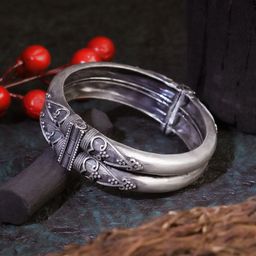 Adwitiya Collection Silver Plated Oxidised Bangle-32