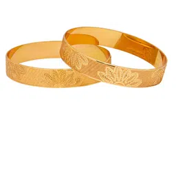 Shining Jewel - By Shivansh Set Of 2 Gold-Plated Flower Textured Bangles-30