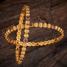 Kushal's Fashion Jewellery Set Of 2 Gold-Plated Stone-Studded Antique Bangles-17