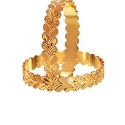Jewar Mandi Set Of 2 Gold-Plated Leaf Shaped Kada Bangles-image-85