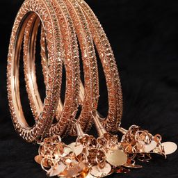 NMII Set Of 4 Zircon-Studded & Pearl Beaded Latkan Bangles-image-36