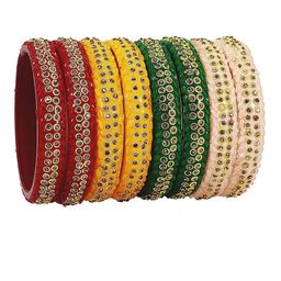 NMII Set Of 8 Zircon Studded Glossy Finished Kada Bangles-21