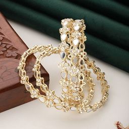 Aadvik Designs Set Of 4 Gold-Plated & Kundan Studded-Studded Bangles-image-62