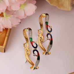 ANIKAS CREATION Set Of 2 Gold-Plated Stone-Studded Bangles-2