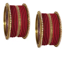NMII 24 Pieces Pearl-Studded & Beaded Meenakari Bangles-picture-9