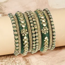 OOMPH Set Of 10 Kundan Studded Chuda Bangles-3