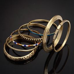 VOGUE PANASH Set Of 7 Gold-Plated & Design Detailed Bangles-52