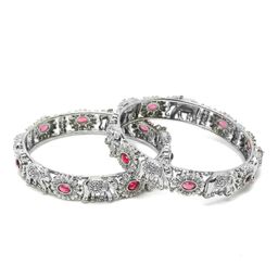 YouBella Set Of 2 Silver-Plated Stone-Studded Bangles-image-38