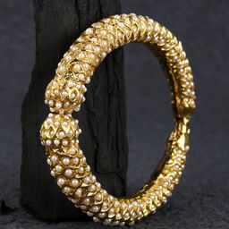 Adwitiya Collection 24CT Gold-Plated Pearl-Beaded Bangle-18