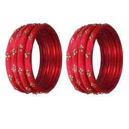 NMII Set Of 8 Zircon Studded Glossy Finished Kada Bangles-7