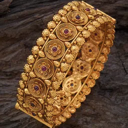 Kushal's Fashion Jewellery Gold Plated Stone Studded Antique Bangle-image-38