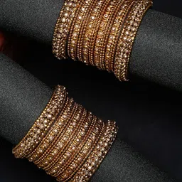 YouBella Set Of 12 Gold-Plated & Stone-Studded Bangles-52