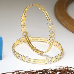 Adwitiya Collection Set Of 2 24 CT Gold-Plated Stone-Studded Bangles-28