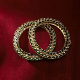 The Pari Set Of 2 Gold-Plated Kundan Studded Bangles-20