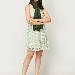 Ginger by Lifestyle Women Olive Green Woven Design Stole-image-4