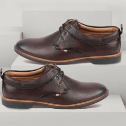 FAUSTO Men Textured Round Toe Lace-Up Formal Derbys-picture-3