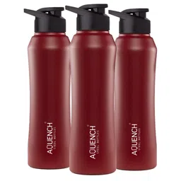 AQUENCH Red 3 Pieces Stainless Steel Solid Water Bottle-13