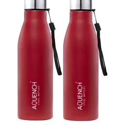 AQUENCH Red 2 Pieces Stainless Steel Solid Water Bottle-image-54