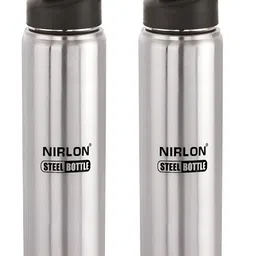 NIRLON Silver-Toned 2 Pieces Stainless Steel Solid Water Bottle 1L-image-61