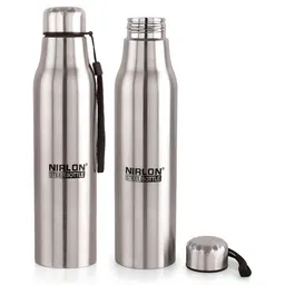 NIRLON Silver-Toned 2Pcs Stainless Steel Leak Proof Water Bottle 650 ml-image-31