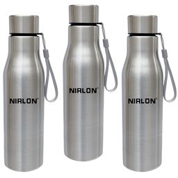 NIRLON Silver-Toned 3 Pieces Stainless Steel Solid Water Bottle 1L-image-29