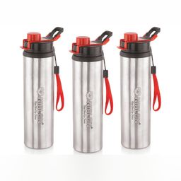 NIRLON Silver-Toned 3 Pieces Stainless Steel Solid Water Bottle-image-52